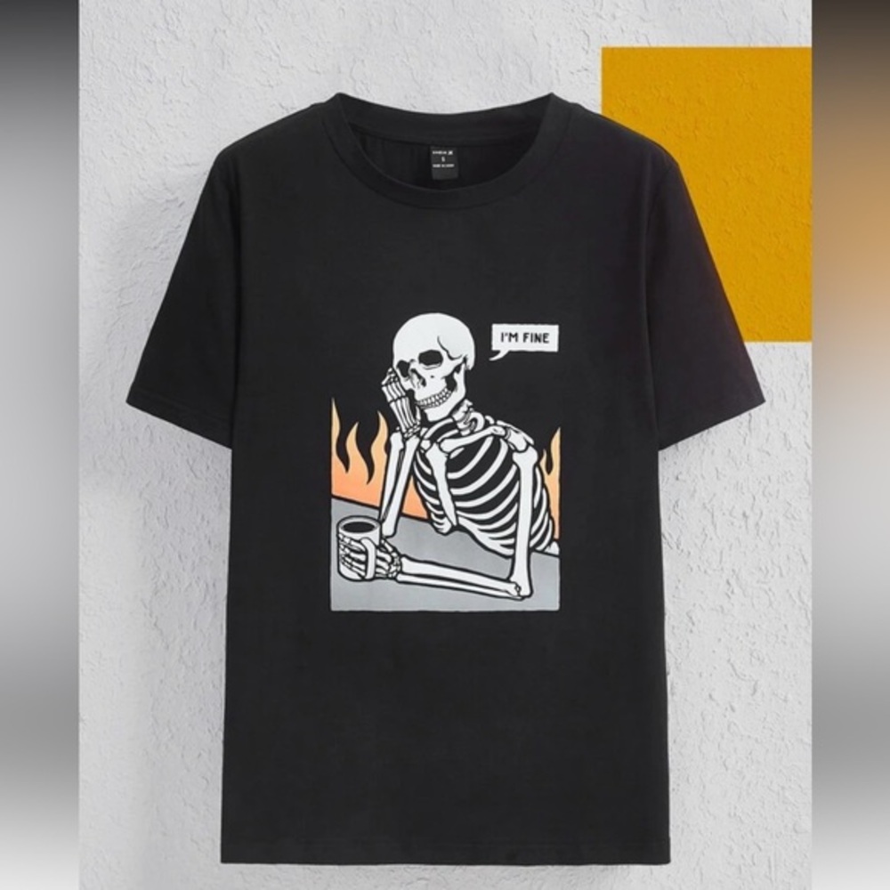SHEIN || NWT 'I'm Fine' Skeleton Tee (M)